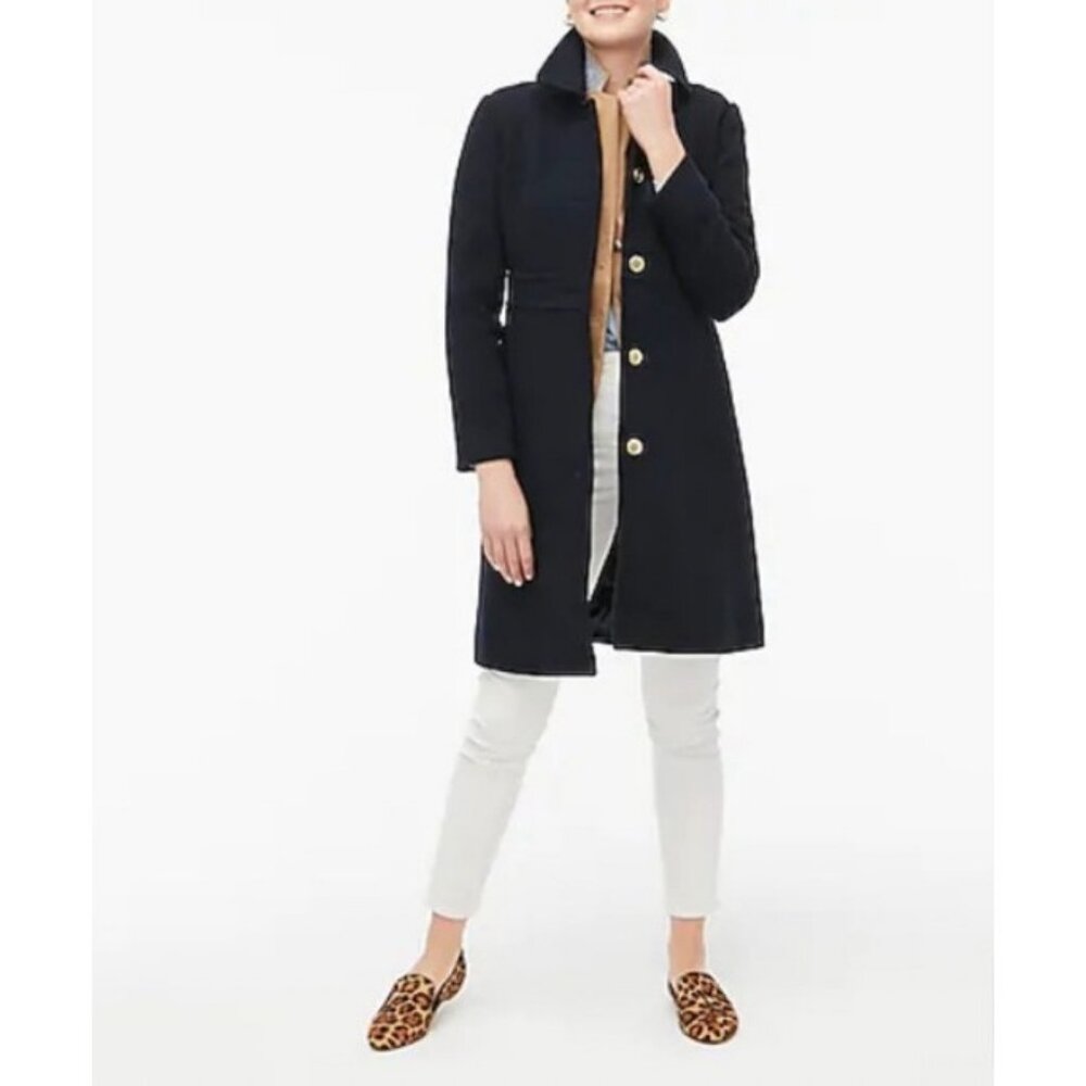 J.Crew Womens $298 Wool Blend Lady Coat Black Size 2 AT107 - Picture 2 of 6